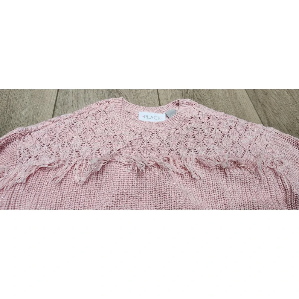Girls Cable‎ Knit Fringe Sweater Light Pink Size 7/8 The Children's Place